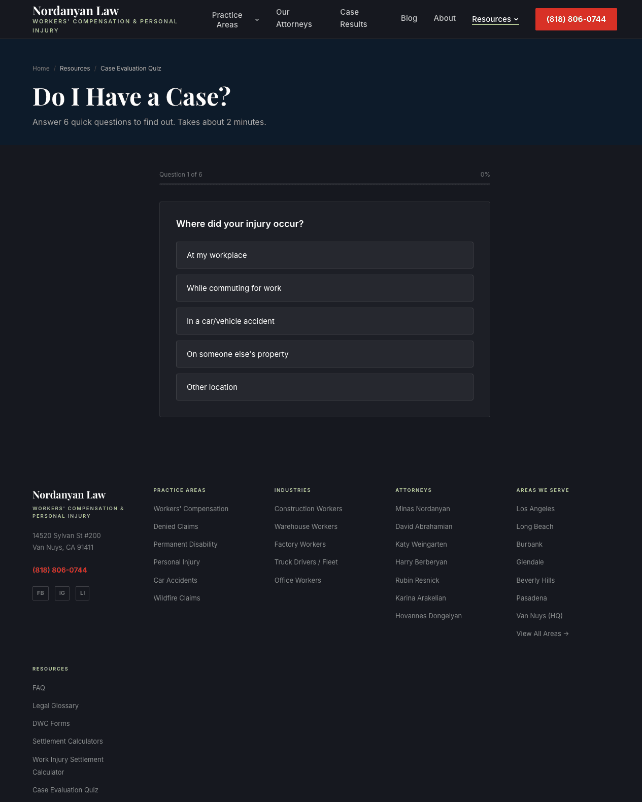Case evaluation quiz