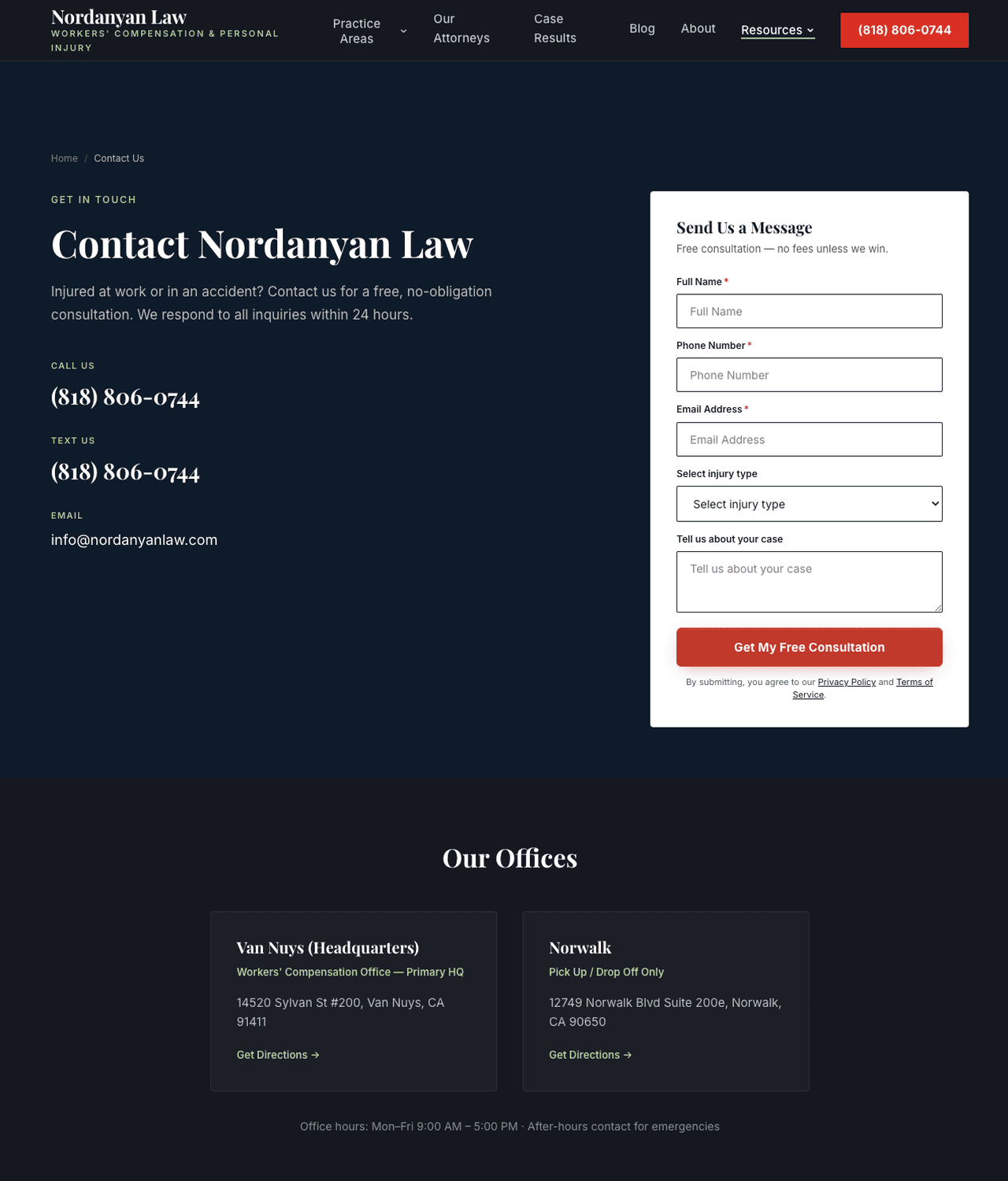 After — Contact Us page